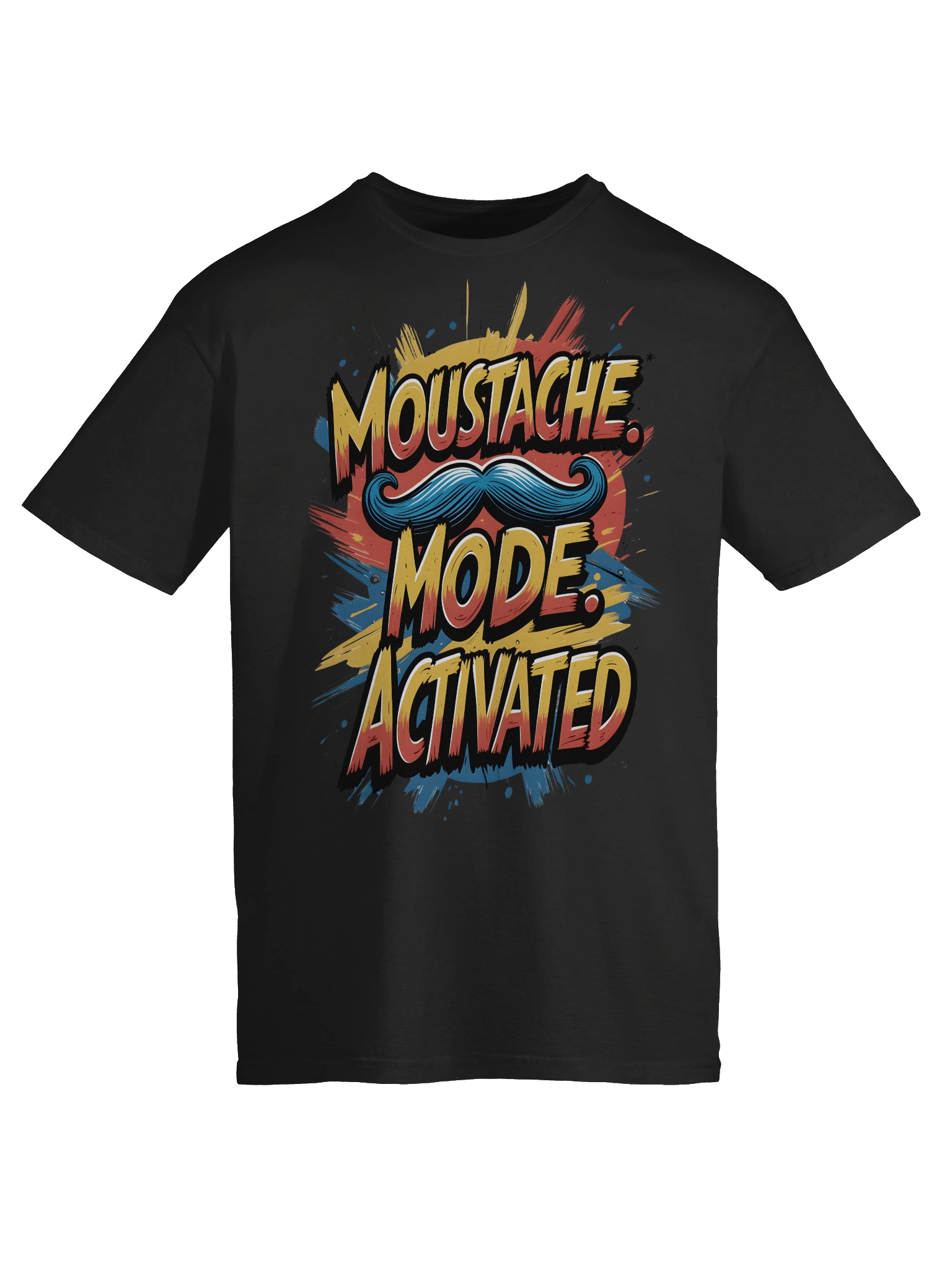 "Moustache Mode Activated" Comic Style T-Shirt - Bold Movember Apparel product image (10)
