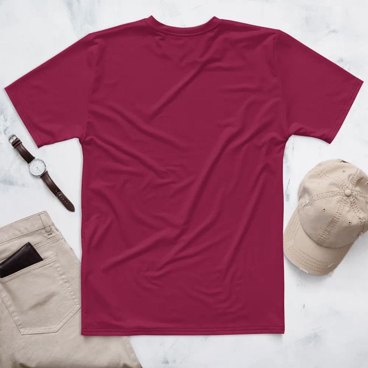 Plain Dark Red True Summer Men's Crewneck Polyester Heavyweight Premium T-Shirt by Treasure Pie product image (2)