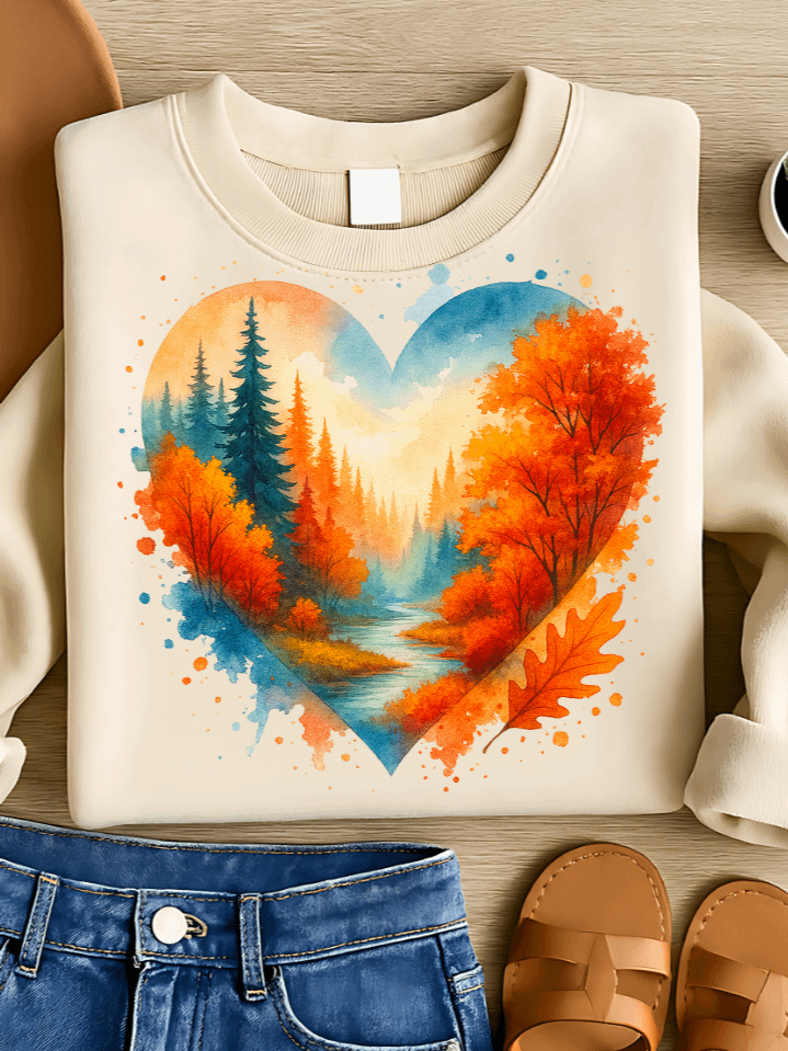 Autumn Heart Sublimation PNG – Warm Fall Heart Clipart for T-Shirts – Cozy & Sentimental Seasonal Design – 300 DPI Instant Digital Download product image (1)