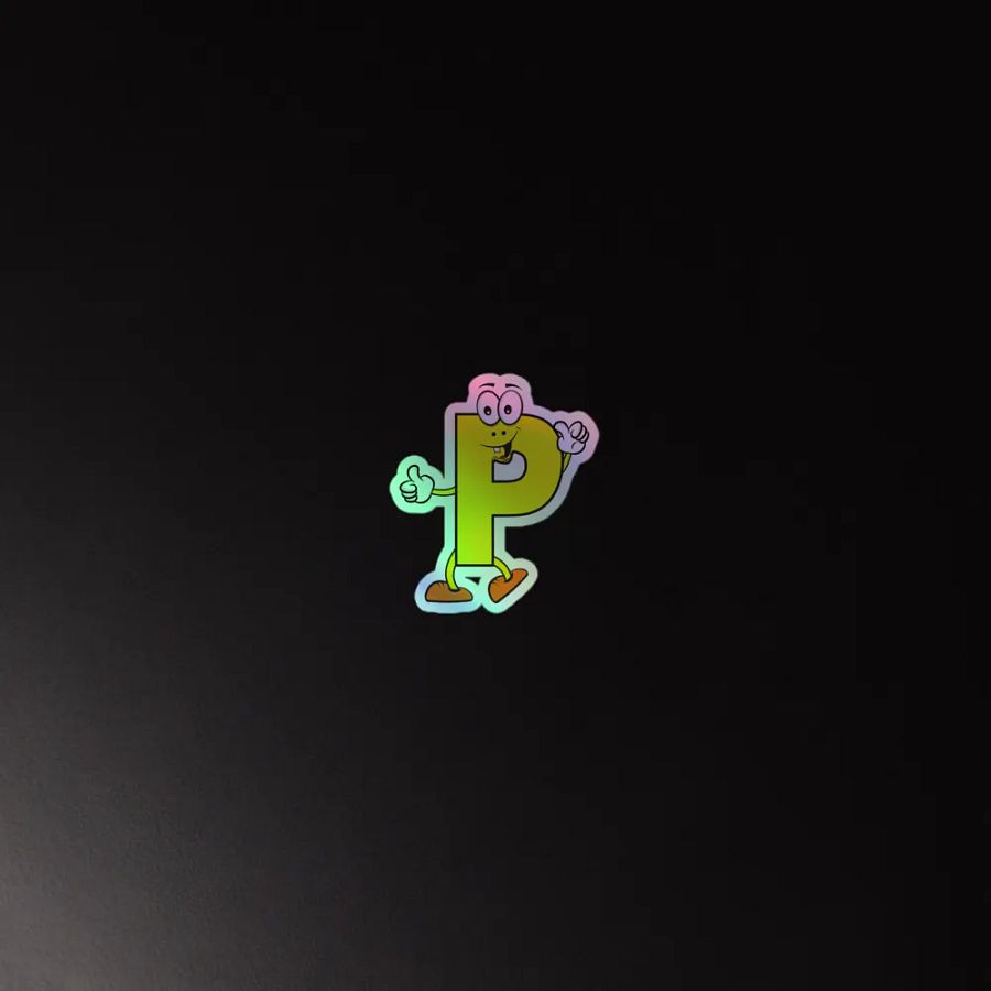 P Letter Cartoon Character Holographic Sticker product image (4)