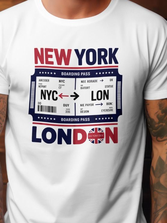 New York to London Adventure Boarding Pass T-Shirt product image (31)