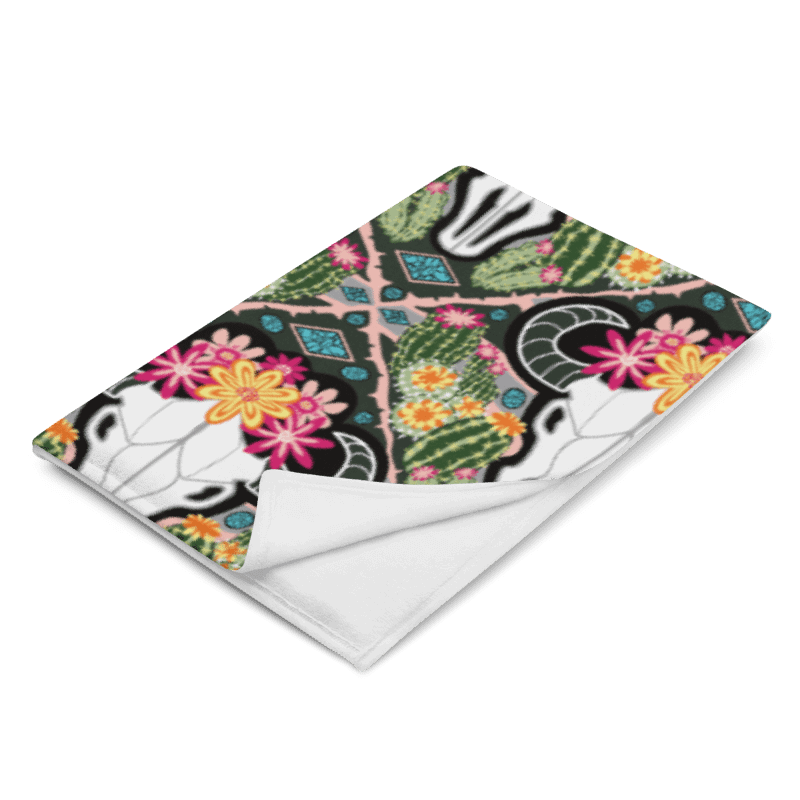 Western Americana Cacti Cow | Desert-Chic Throw Blanket in Soft Fleece product image (5)