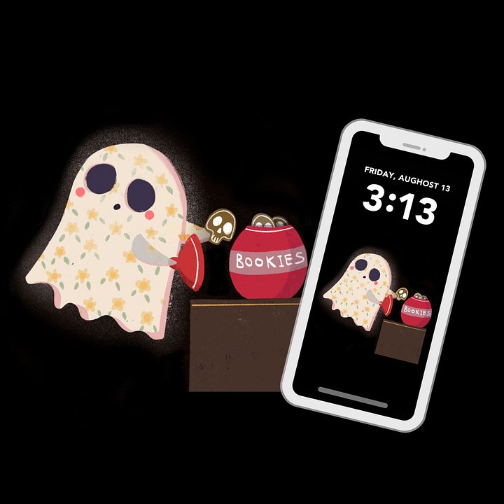 Little Ghost Cookie Thief - Digital Wallpaper for Mobile Phone product image (2)