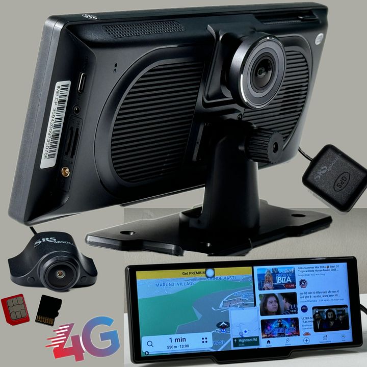 SRS ABSOLUTE 2K 4G Smart Dash Cam| Android ADAS|Wireless CarPlay| 24x7 Remote Audio/Video/GPS Monitor|BT WIFI HotSpot|1TB MicroSD Supp|Map-Apps-PlayStore-MultiTask| Steering Control|Split Screen -Gen3 product image (2)