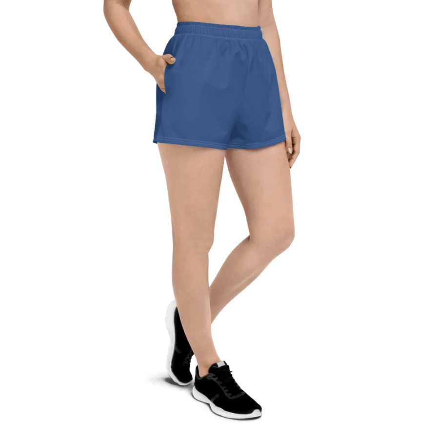 Women's Athletic Shorts, Blue Flowers product image (4)