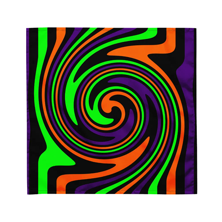 Retro Halloween Spirals Swirls Bandana, Black Orange Purple Green Twisted Accessory product image (1)