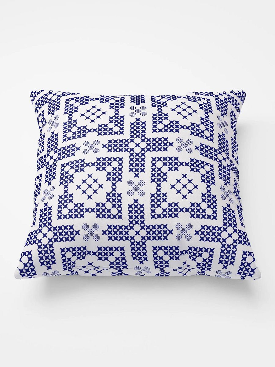 Blue & White Cross Stitch Traditional Motif Pillow product image (1)
