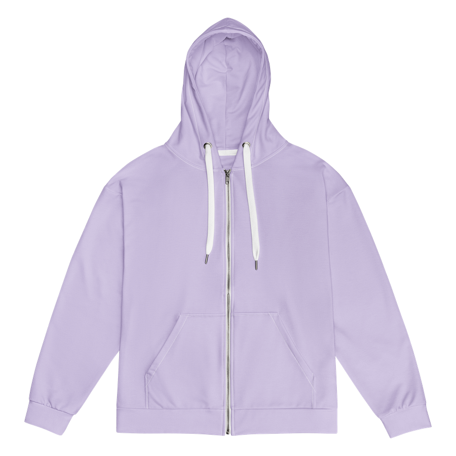 Soft Lilac Solid Color Eco Friendly Unisex Zip Hoodie product image (1)