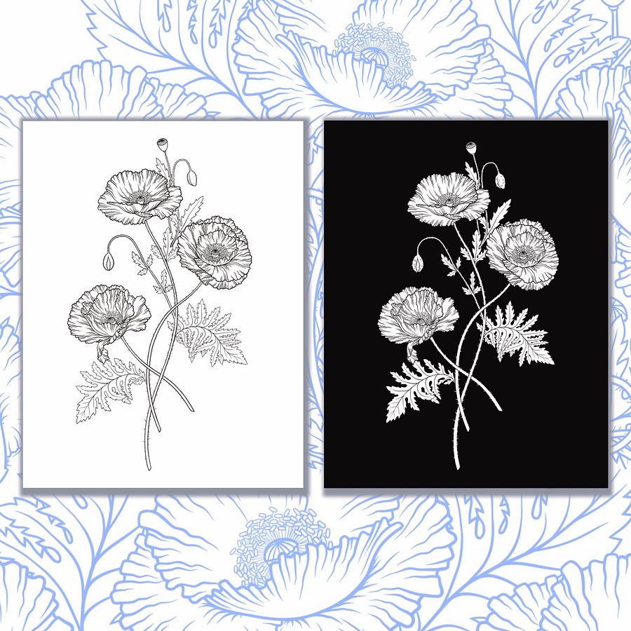 Poppy Coloring Pages, Hand Drawn, Set of 3 product image (3)