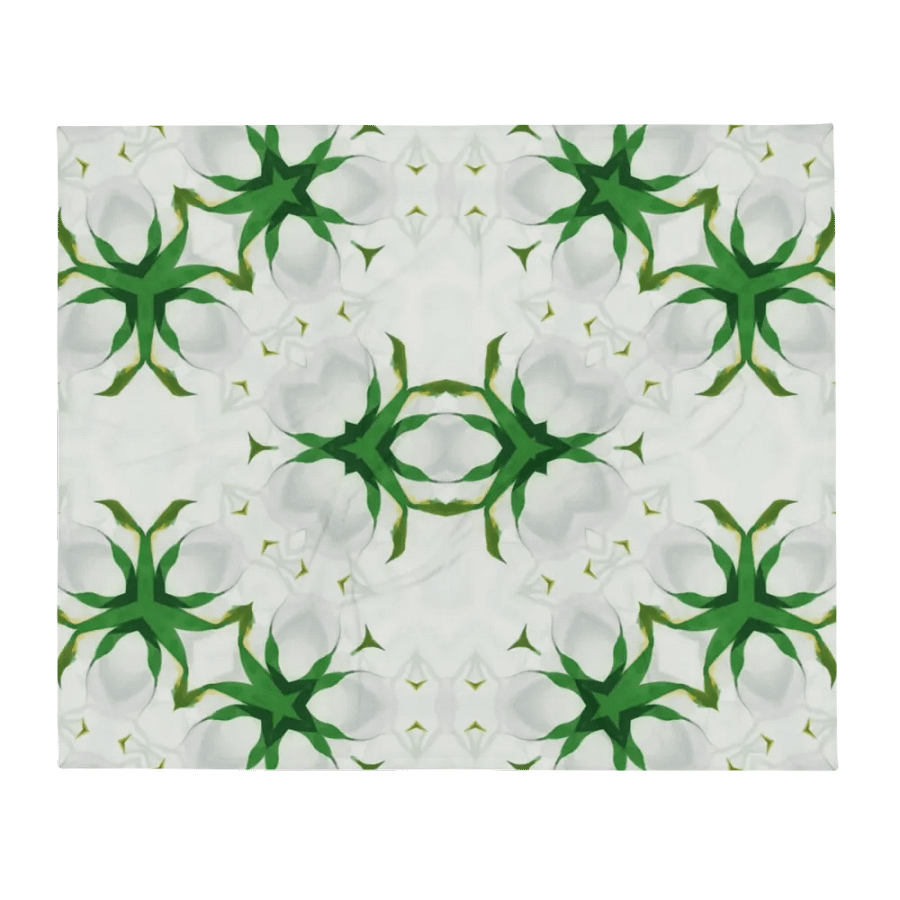 White & Green Floral Throw Blanket product image (3)