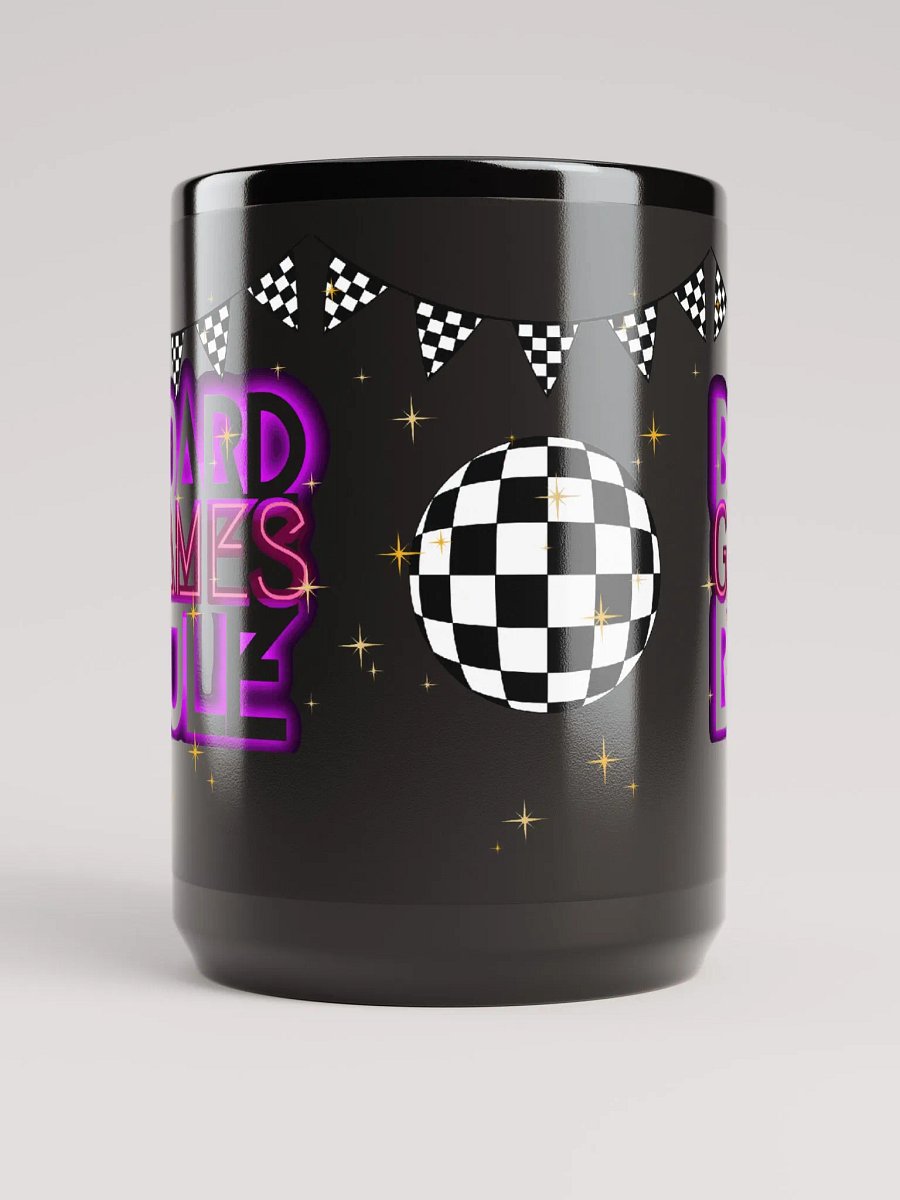 90s Neon Checkerboard Disco Board Game Mug, Purple Pink Black white large 15 oz. mug, Board Games Rule product image (7)