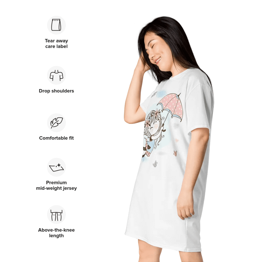 'Fly Away Girlie' White T-Shirt Dress product image (8)