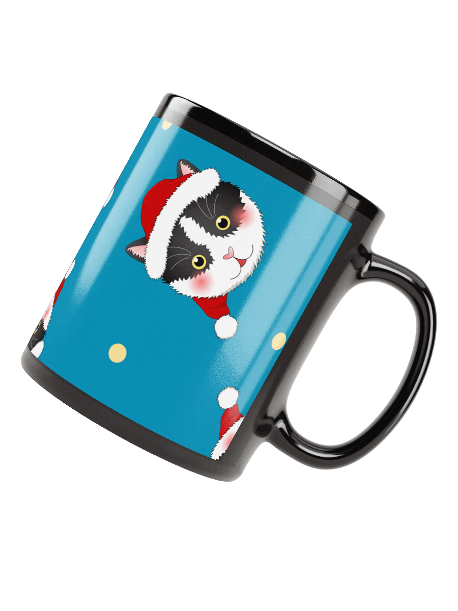 Santa Cat Faces Black Glossy Mug product image (8)