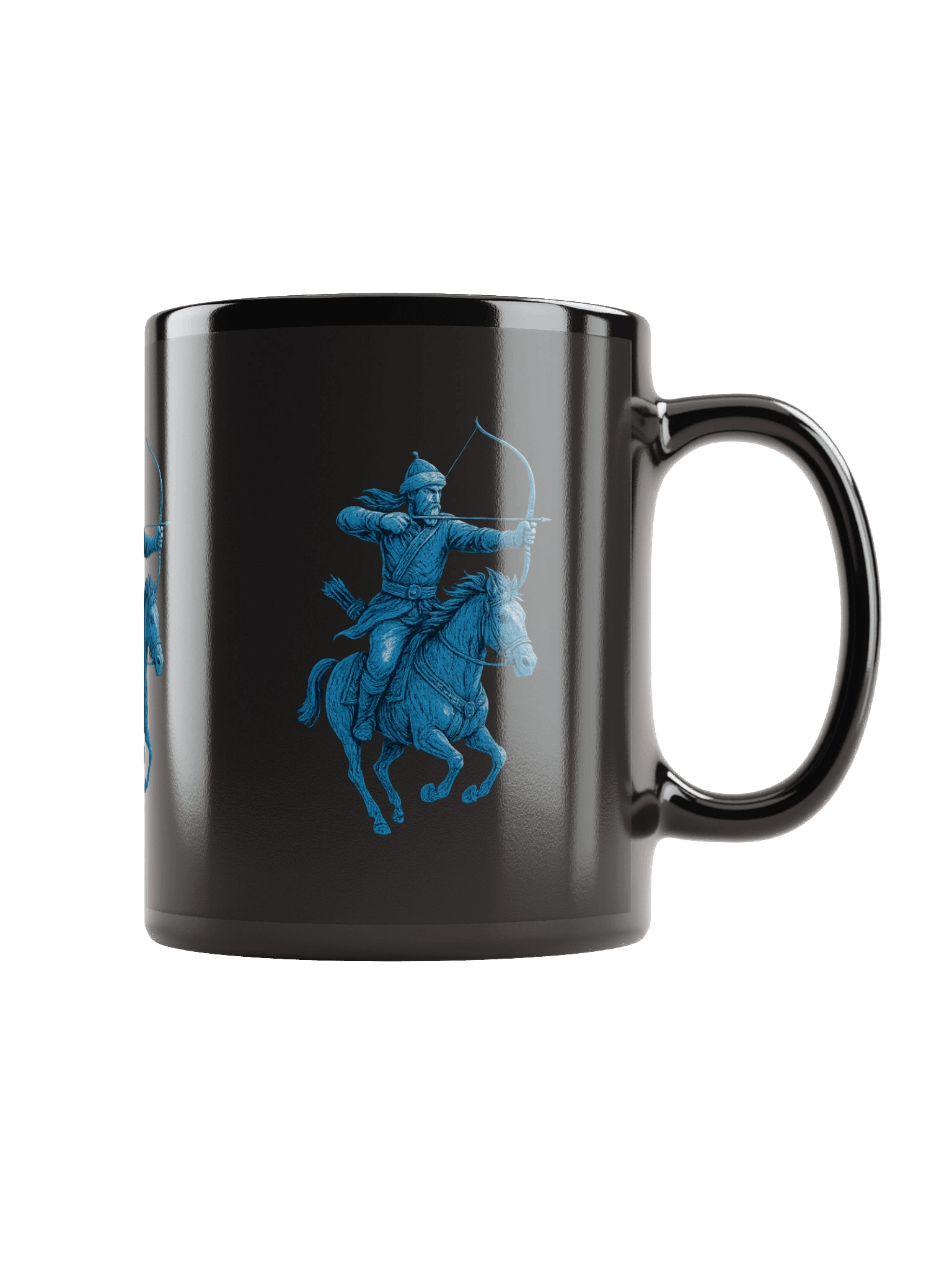 Midnight Steppe Archer: Obsidian Ceramic Warrior Mug product image (1)
