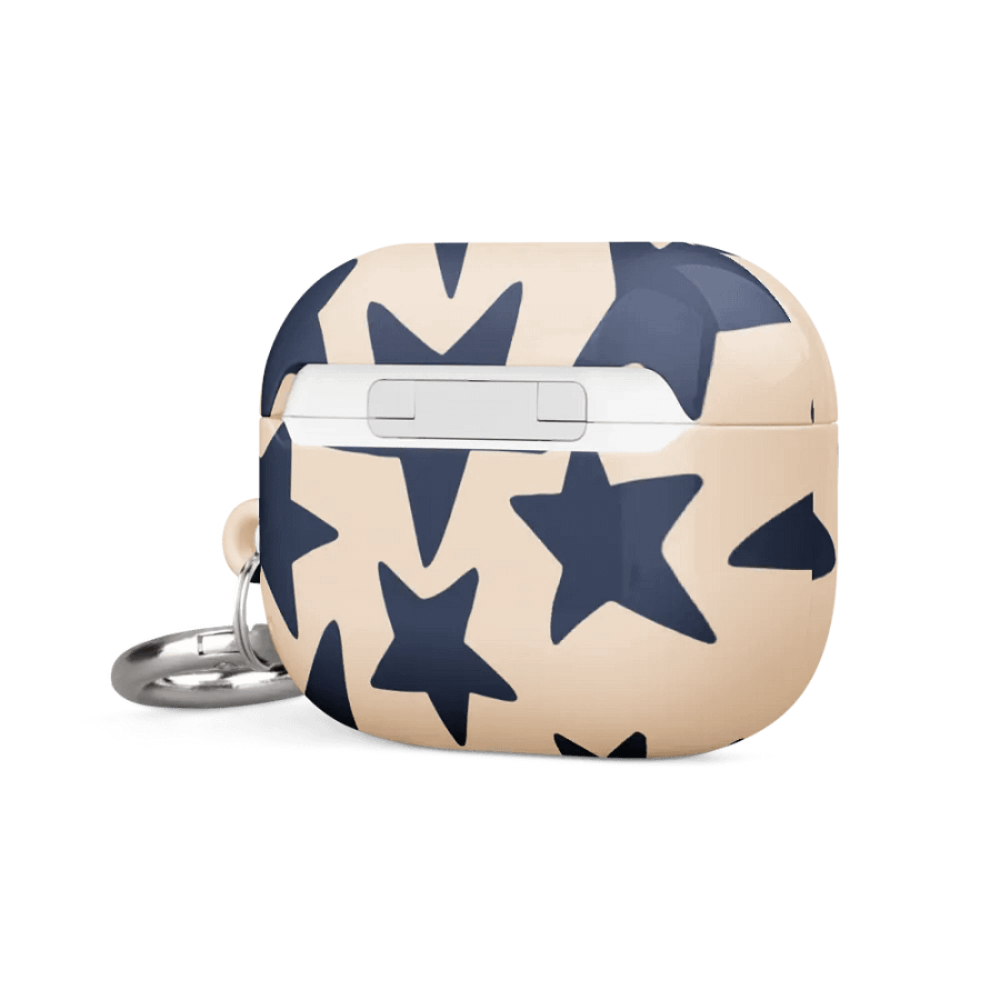 Navy & Light Beige Big Ol' Stars Airpods Case product image (20)