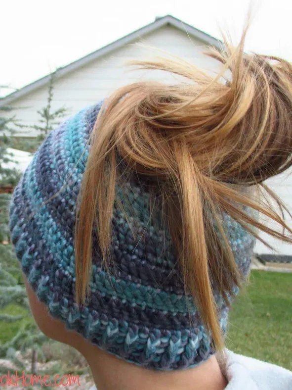 Messy Mom Bun Beanie Crochet Pattern product image (1)
