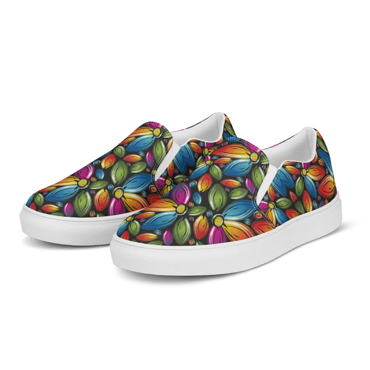 Psychedelic Flowers Slip On Women's Canvas Footwear product image (2)