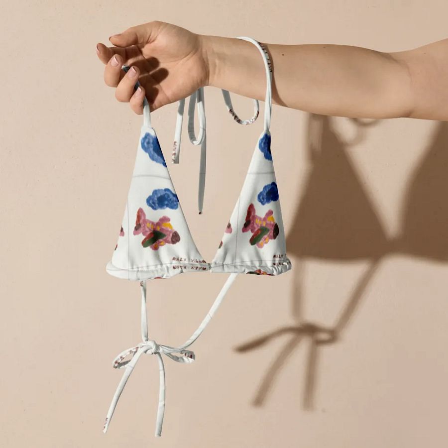 Kid Airplane (All-Over Print Recycled Padded String Bikini Top) product image (4)
