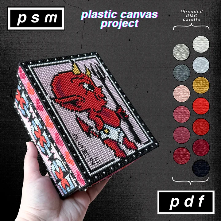 'Lil Devil Pink Plastic Canvas Lidded Box product image (1)