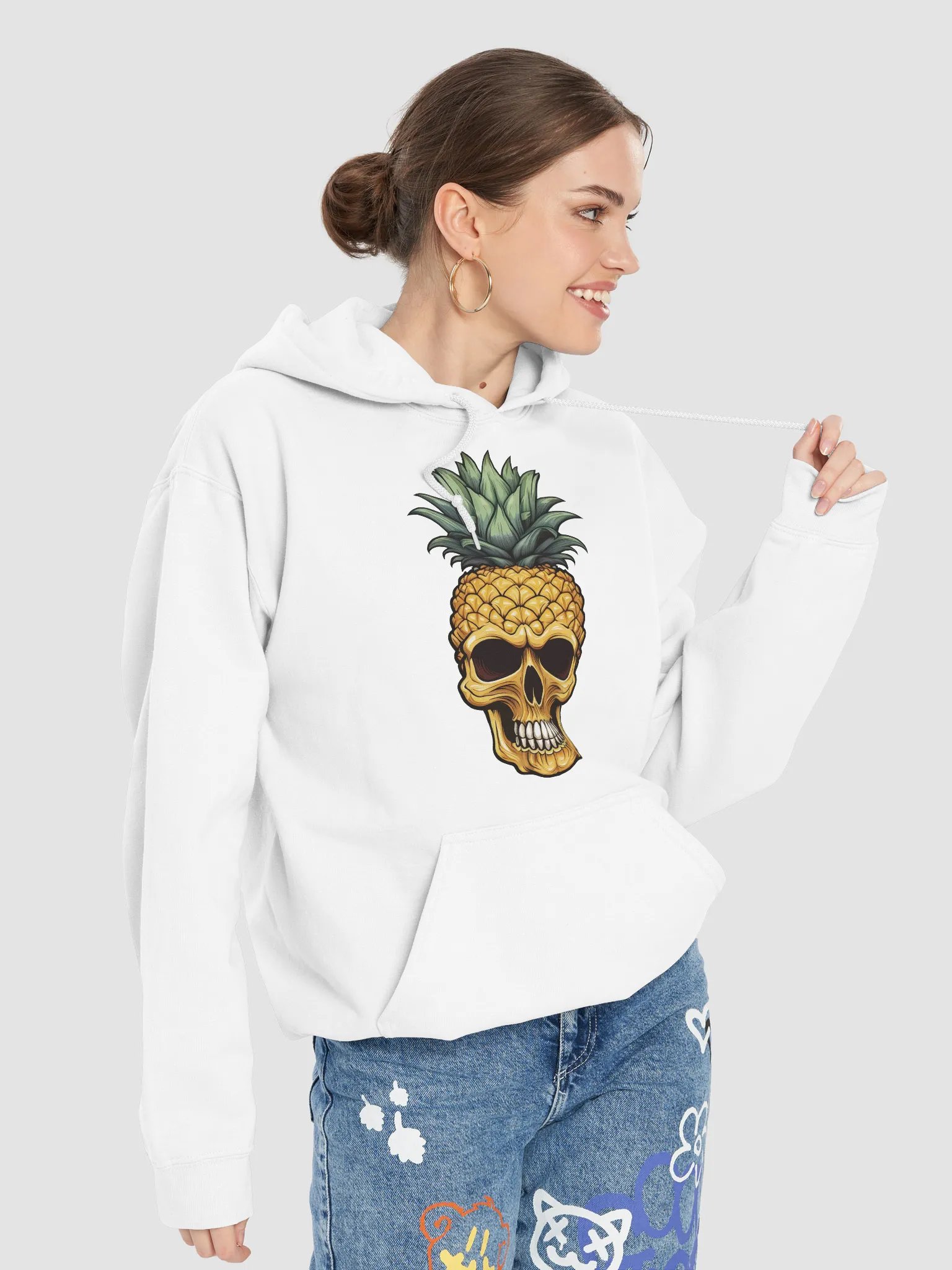 Pineapple Skull Graphic Hoodie product image (7)