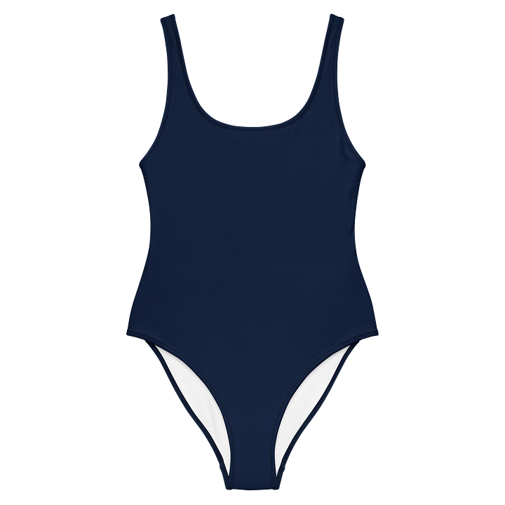 Navy Blue Solid Color Retro Inspired Women's One Piece Swimsuit product image (1)