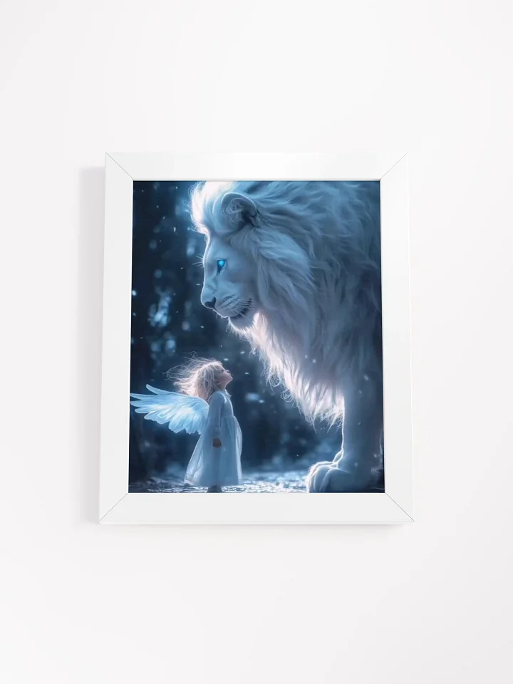 Ethereal Guardian Angel and Lion Fantasy Framed Poster product image (1)
