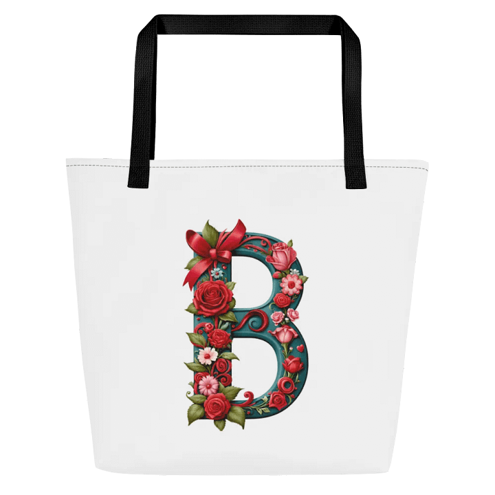 Valentine’s Monogram Letter B(1) White Tote Bag product image (1)