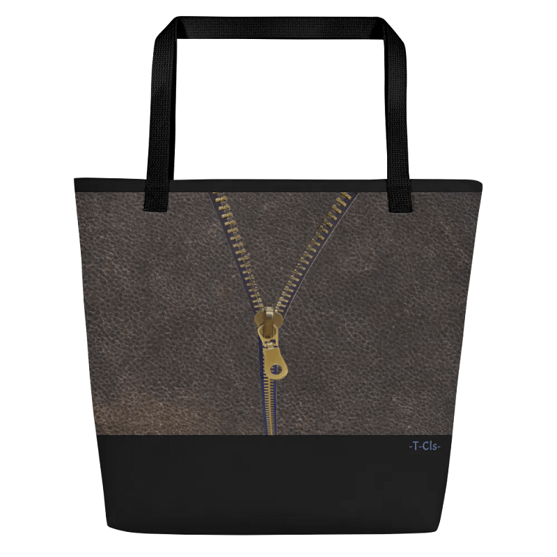 Golden Zipper Leather-Look Large 16" x 20" Fade Resistant , Machine Washable Tote / Shopper Bag