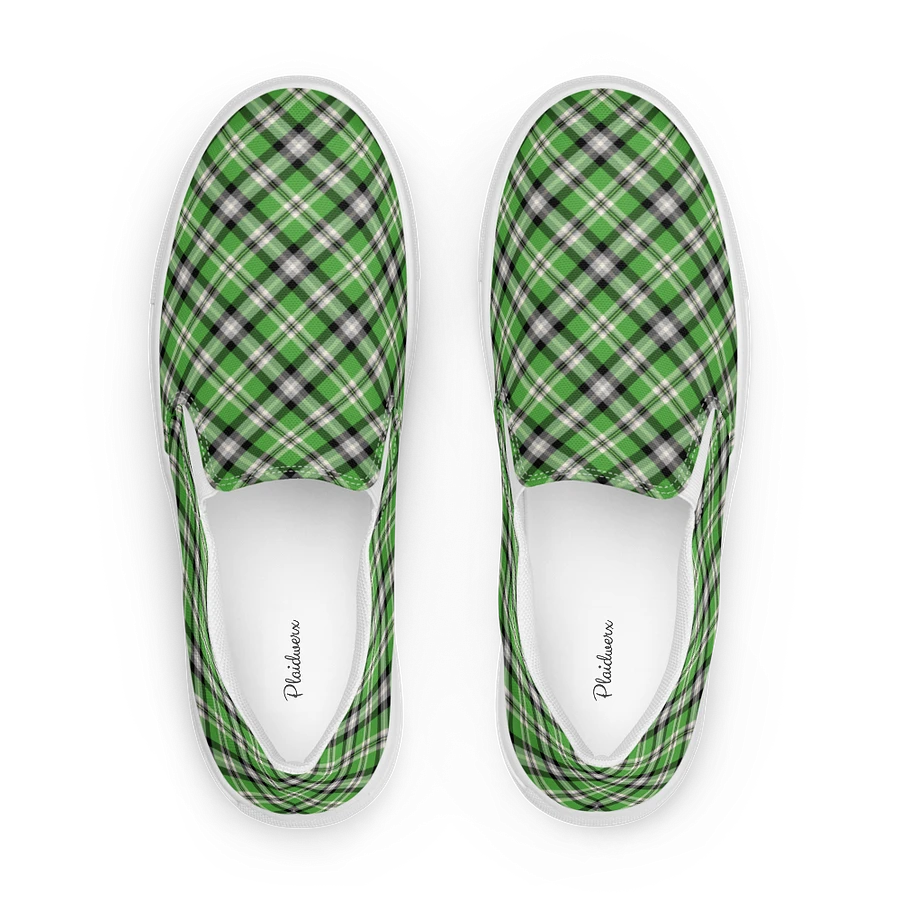 Bright Green, Black, and Gray Plaid Women's Slip-On Shoes product image (1)