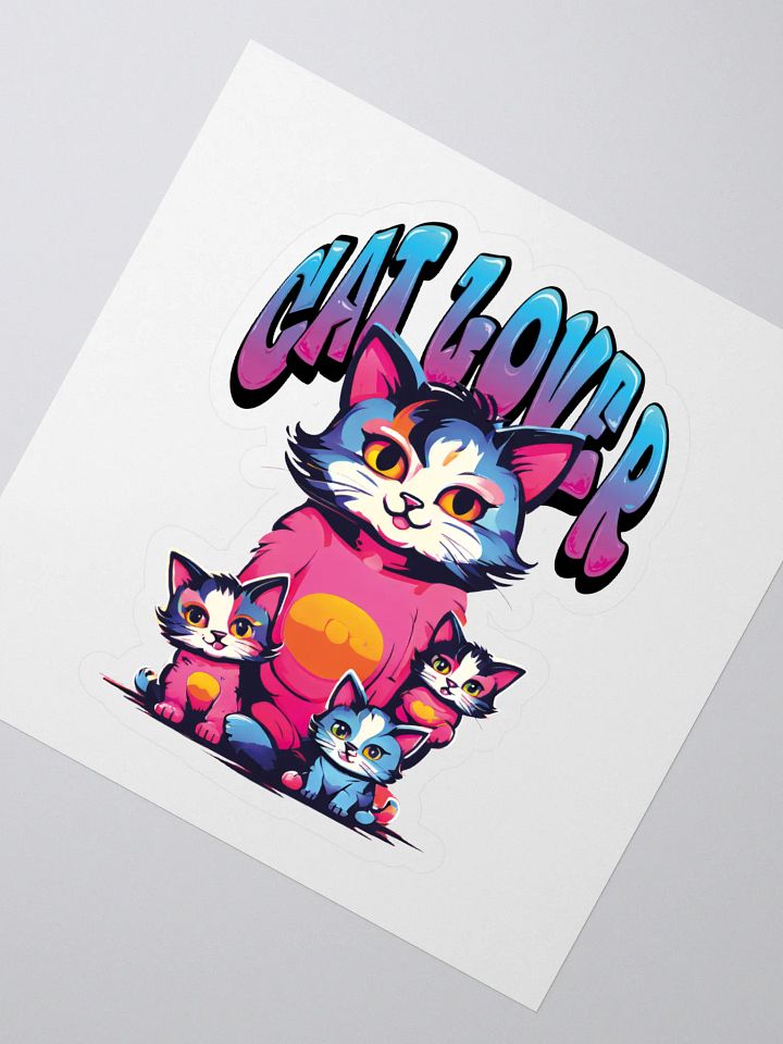 Cat Lover Kiss Cut Stickers - Cute and Colorful Design Featuring Mom Cat and Kittens - Perfect Gift for Cat Lovers product image (2)