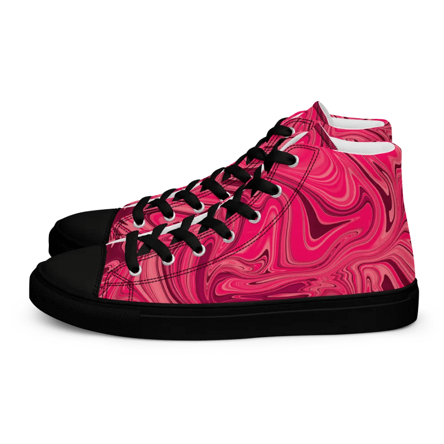Women's High Top Canvas Shoes - Shades of Magenta Pink Digital Fluid Art product image (2)