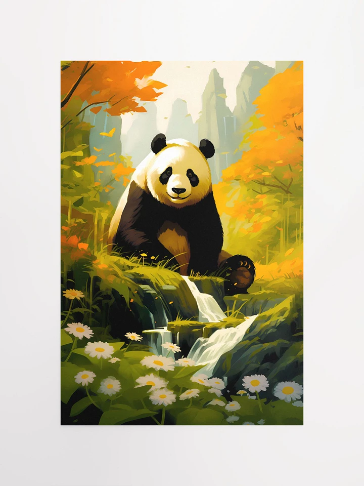 Panda Bear by an Autumn Forest River Matte Poster product image (2)