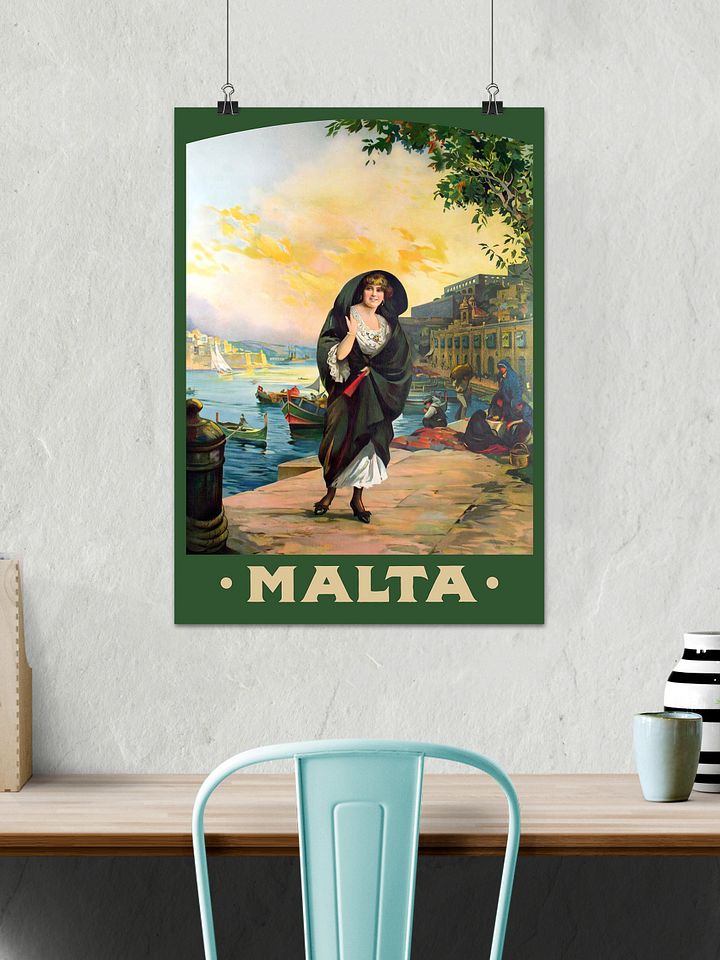 Malta, Valletta 1910s — retro travel poster, vintage travel print, retro travel wall art, retro wall art, triptych wall art product image (2)