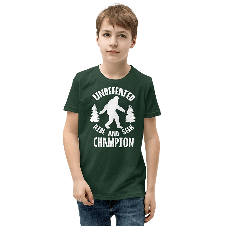 Undefeated Hide and Seek Champion Funny Bigfoot T-Shirt For Kids product image (9)