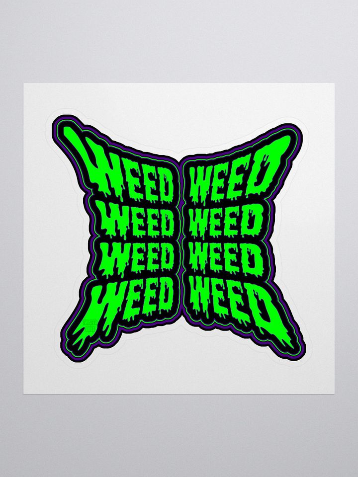 Weird Weed Word Stoner Sticker, Purple Green Black Cannabis Butterfly Art product image (2)