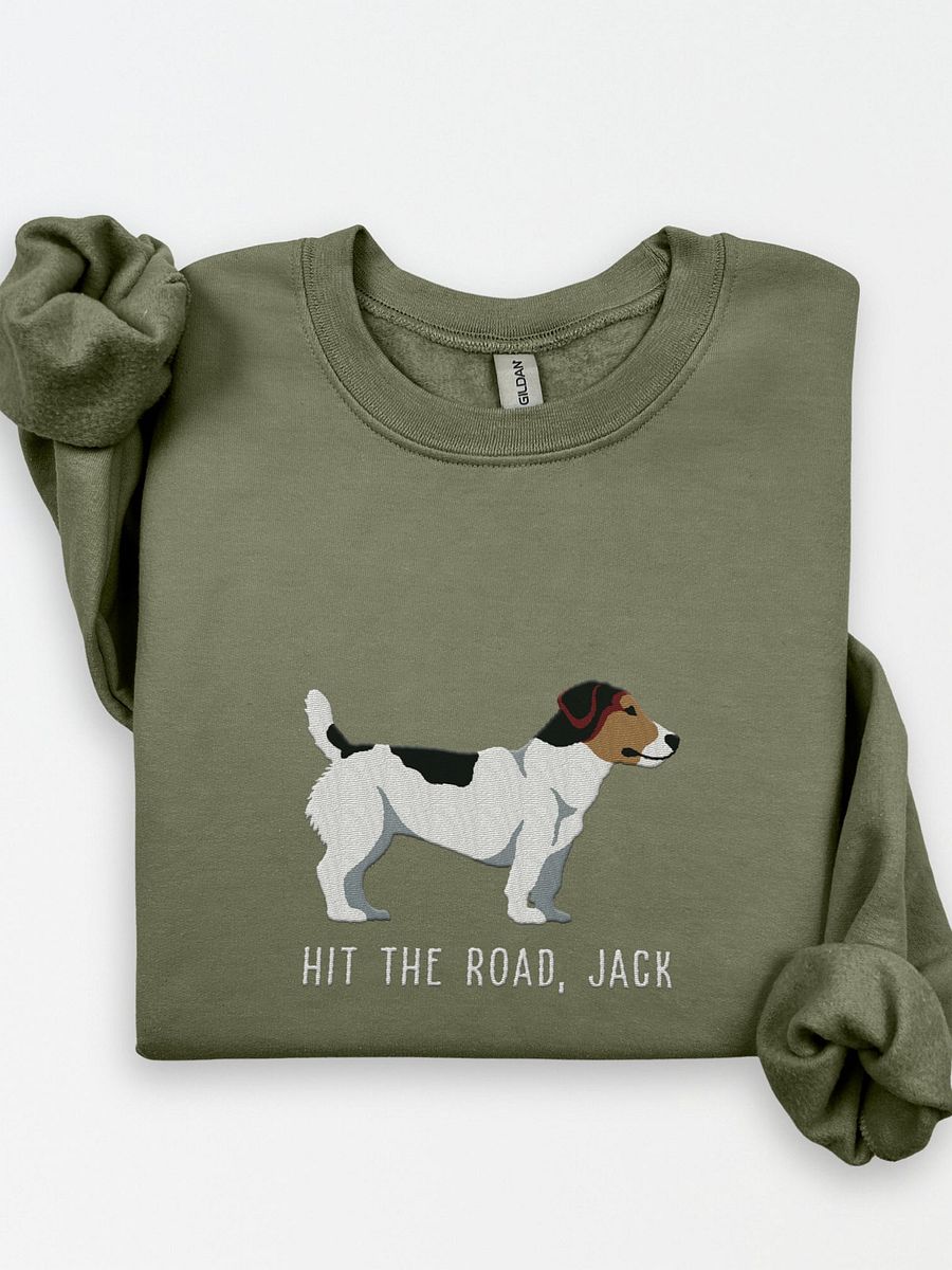 Hit the Road, Jack Sweatshirt (Embroidered) of a Jack Russell Terrier(Tricolor) product image (1)