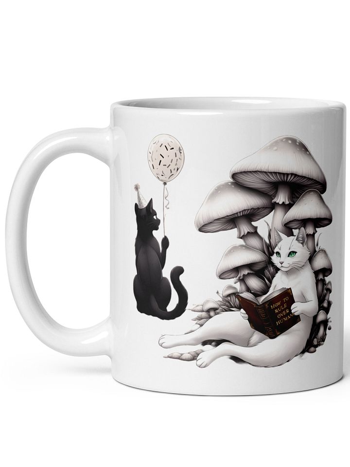 Personalized Extrovert Black Cat and Introvert White Cat White Glossy Mug product image (2)