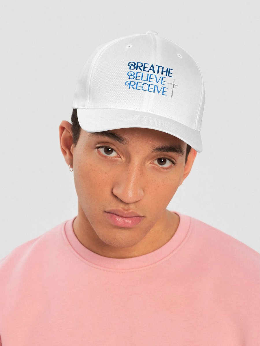 BREATHE BELIEVE RECIEVE FLEXFIT STRUCTURED FITTED CAP, INSPIRATIONAL MOTIVATIONAL, SELF-AFFIRMATION, POSITIVE VIBES, GIFT IDEA product image (41)