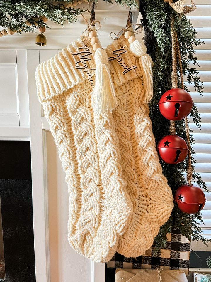 Cozy Cottage Cable Stocking Crochet Pattern product image (1)