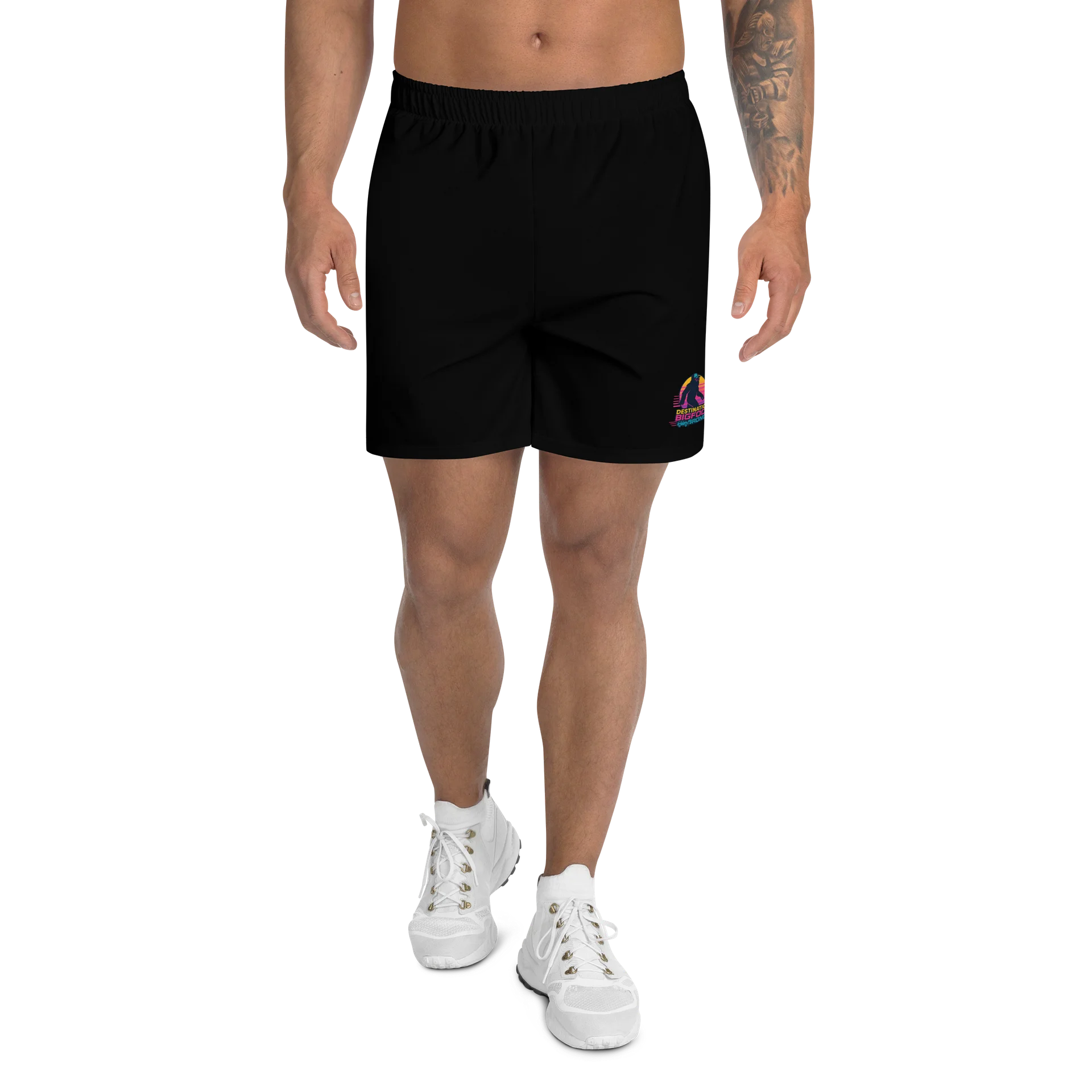Synthsquatch Fitness All-Over Print Recycled Poly Gym Shorts (Black) product image (2)