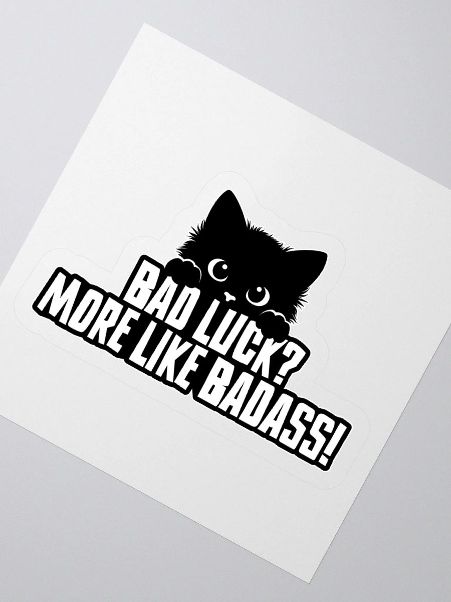 Cute Black Kitten "Badass" Funny Cat Lover Sticker product image (5)