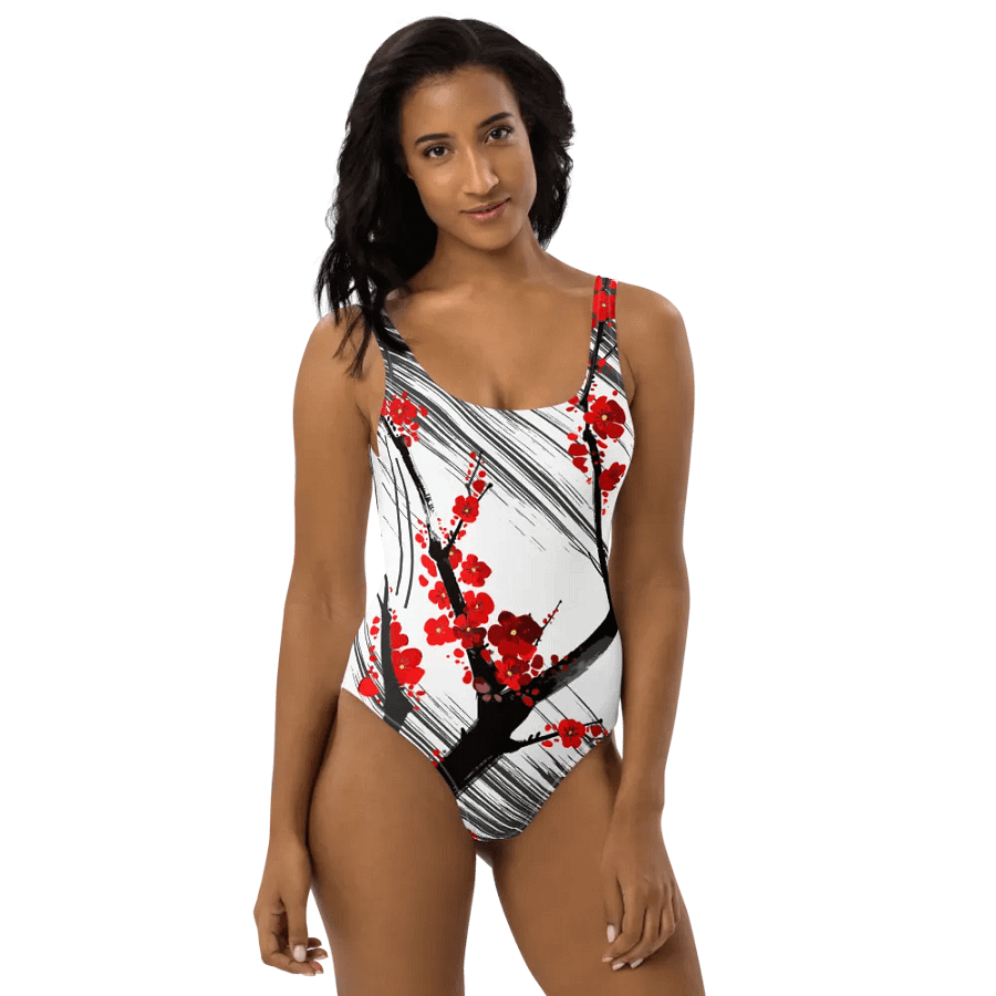 Sakura Blossom Burst - Swimsuit Black and White product image (6)