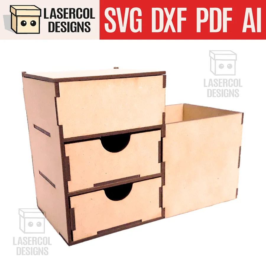 Desk Organizer with drawers - Laser Cut Files product image (1)
