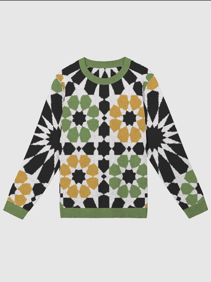 White Green Alhambra Mosaic Tile Knitted Classic Sweater product image (1)