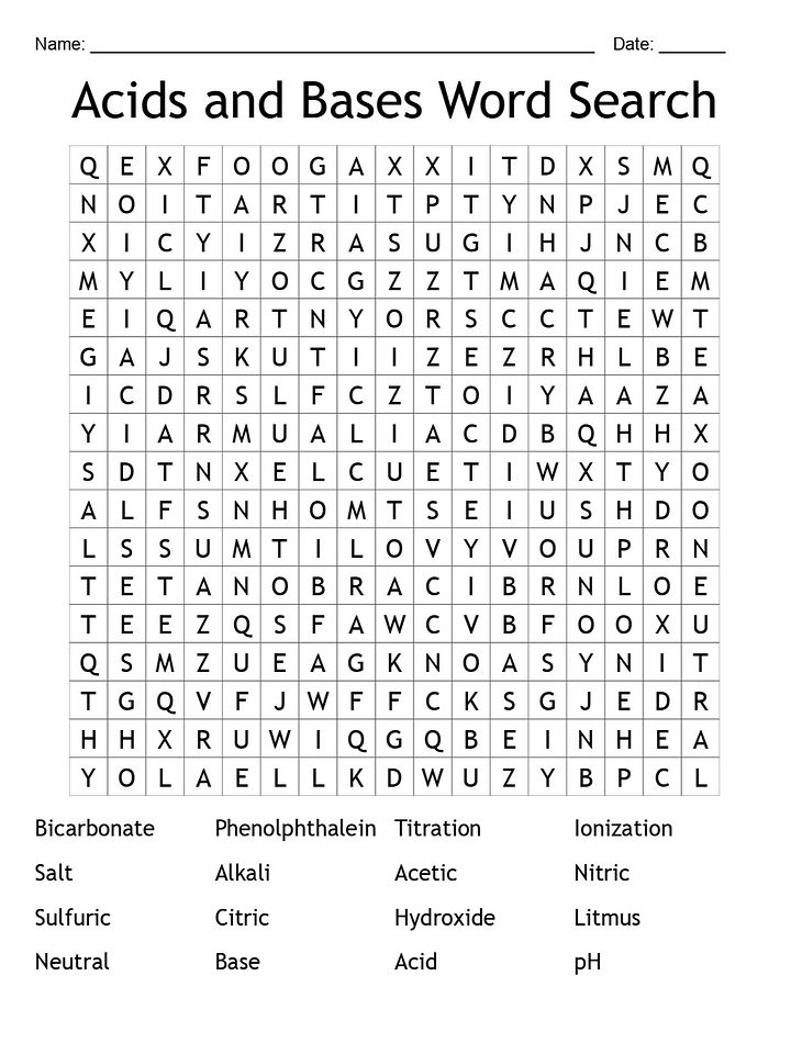 Acids and Bases Word Search: Explore 16 Key Chemistry Terms! product image (1)