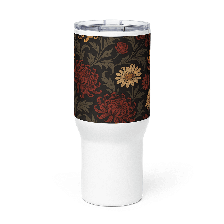 Chrysanthemum Floral Travel Mug with Handle – Coffee Tumbler Cup (25oz / 40oz) product image (3)
