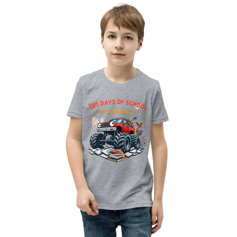 100 Days of School Monster Truck Youth T-Shirt product image (12)
