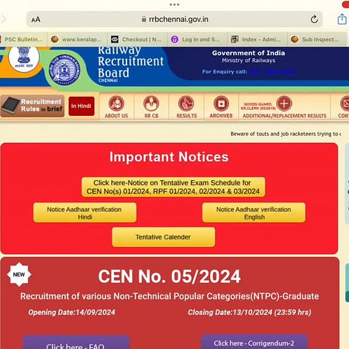 📅 റെയിൽവേ നടത്തുന്ന വിവിധ പരീക്ഷകളുടെ കലണ്ടർ (Exam Date) പുറത്തിറക്കി #railwayjobs