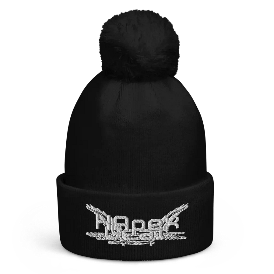 Beechfield Pom-Pom Beanie - Embroidered - White HApex Gear Black product image (4)