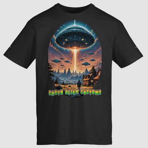 Unisex Fit, Super Soft Cotton Tee. 
Get yours here 🔻🔻

https://earthaliencustoms-shop.fourthwall.com/products/cosmic-alien-ta...